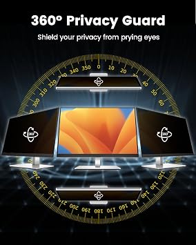 F FORITO 24 Inch 16:9 360Privacy Screen Protector for Computer Monitor, Removable Eye Protection Anti Blue Light Anti Glare Computer Screen Privacy Shield for All 24 Widescreen Monitors