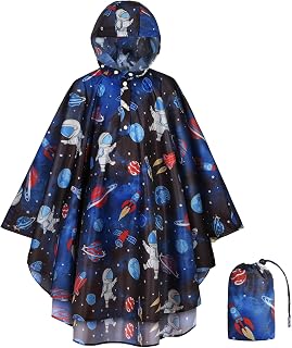 Regenponcho Kinder, Rege Nmantel Leichter Kinder Regenjacke, Wiederverwendbar Wasserdicht Regencape Kinder, Wasserdichter Kleinkind Regenponcho, mit Kapuze und Ärmeln, für Mädchen Jungen