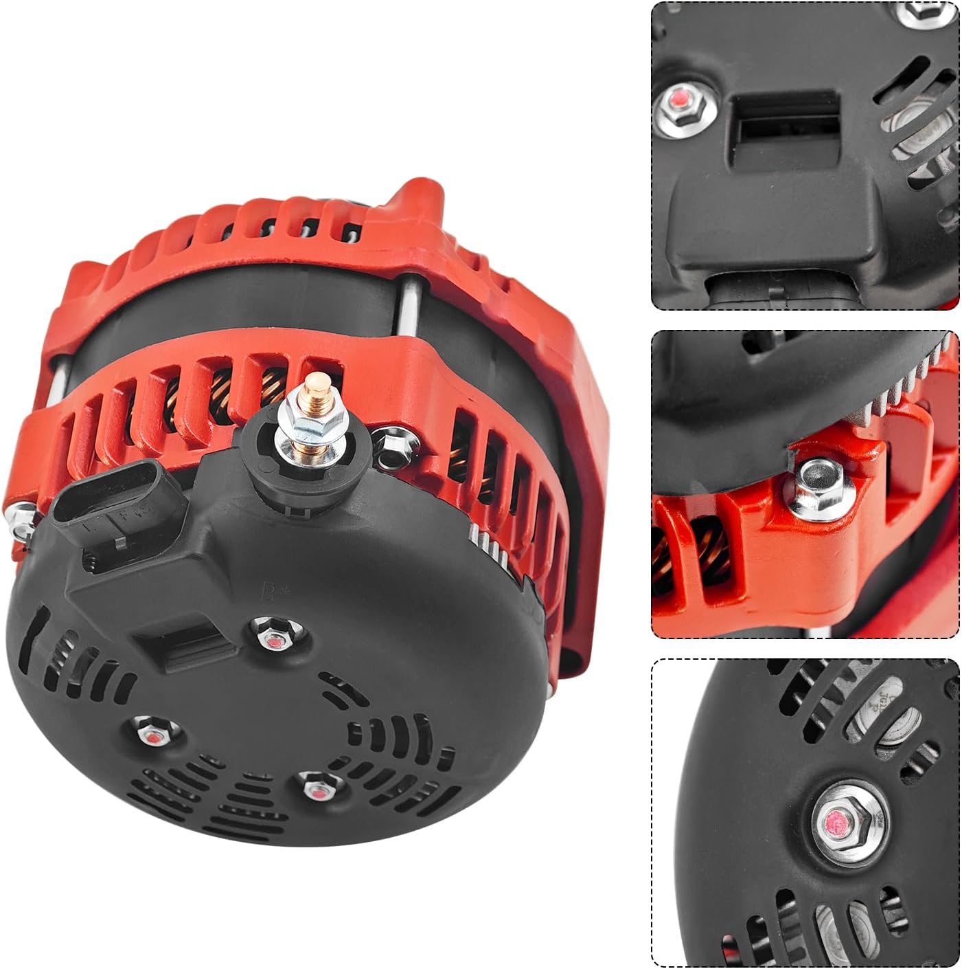 15768830 High Output 300AMP Red Alternator Compatible with Chevy Suburban Tahoe, Escalade, Rainier, Ascender Hummer H2, Saab 9-7X 2000-2006