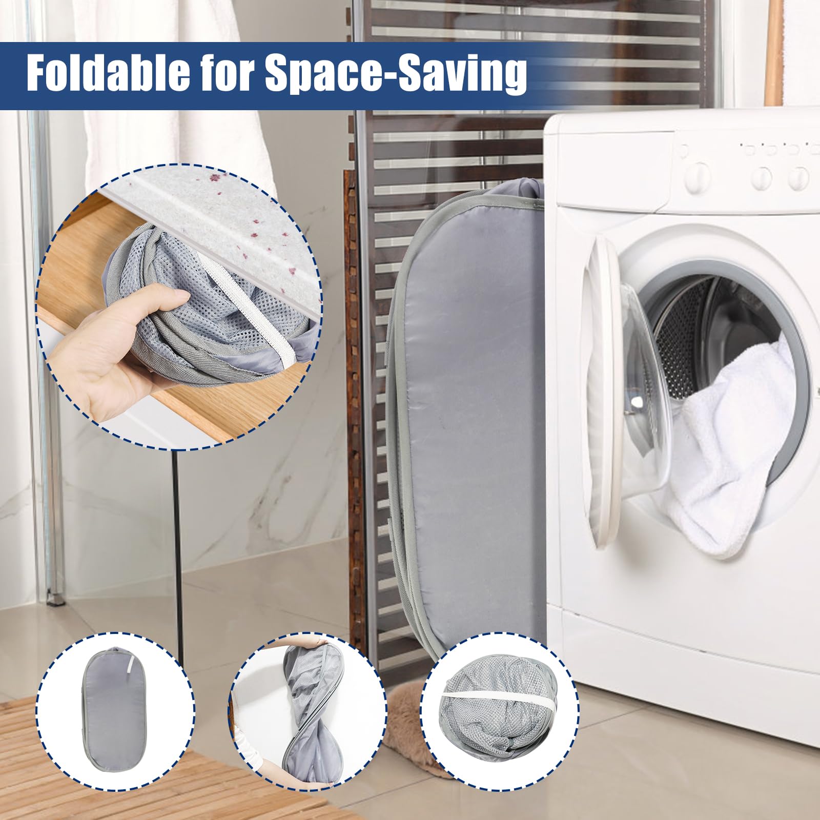 2 Cestas Plegables Para Ropa Sucia - 75L, 36x36x58 Cm, Con Asa, Malla Transpirable, Para Lavandería, Camping O Viajes