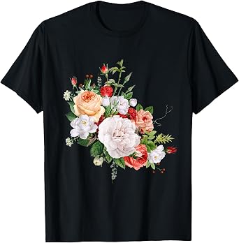 Vintage Roses Cute Floral Flower Bouquet Lovers Novelty T-Shirt