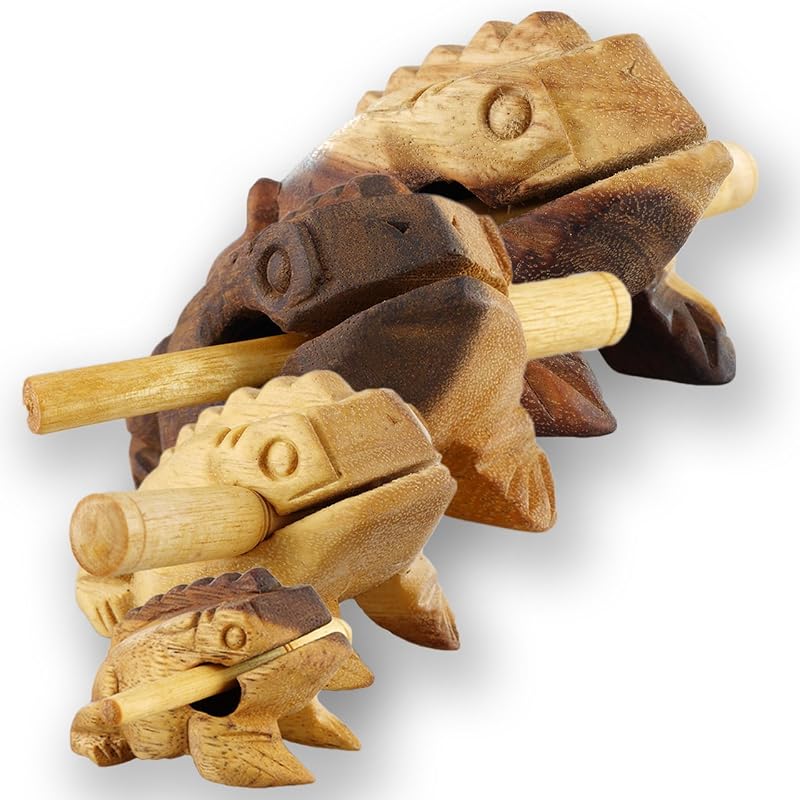 ART-CRAFT Fa Béka Hangszer Kurbágahang Effekt Zenei Eszköz Barna Ahşap 11cm Relaxációs Terápia