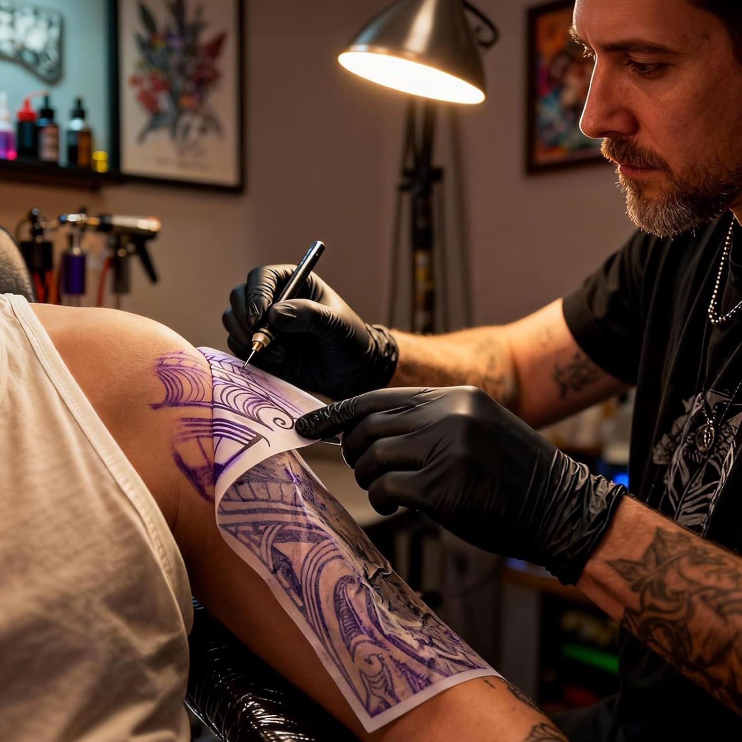 WORLDGET Tattoo Stencil Paper 100 Sheets A4 Size Transfer Paper - Upgraded Easy to Tear, Clear and Durable, Compatible with M08F, TP81, Itari A886, Stencil Printers for Tattoo Artists & Beginners