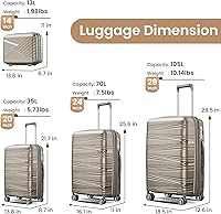 Vista 154 de Merax Equipaje, maleta extensible rígida con ruedas giratorias ligeras, Negro -, 40/48/52