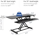 FLEXISPOT Standing Desk Converter - 42 Inch Height Adjustable Standing Desk Riser, Black Home Sit Stand Workstation Office Desk for Dual Monitors and Laptop (M27LB)