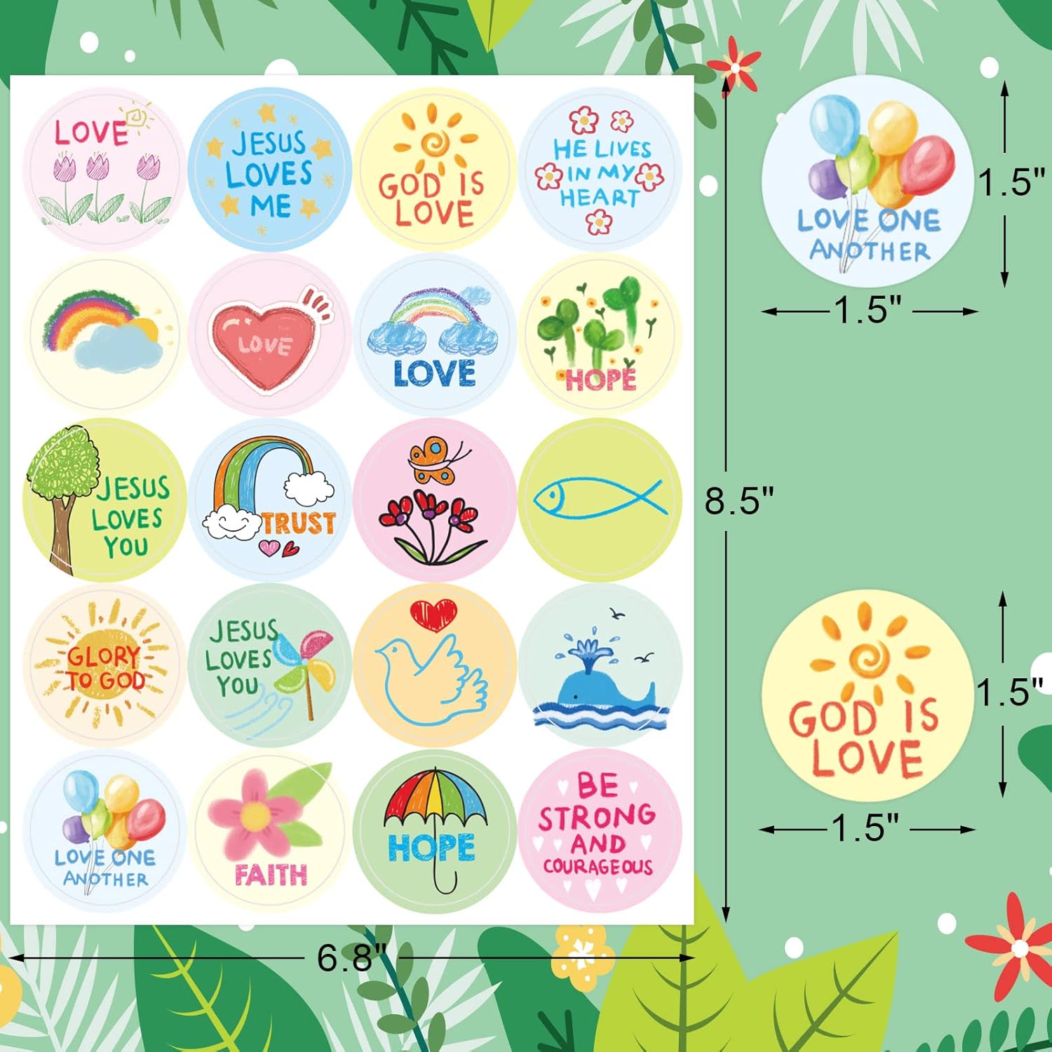 Fancy Land Kid-Drawn Christian Stickers Easter Religious Sticker for Kids Church Sunday School VBS Activities Party Favors 200Pcs