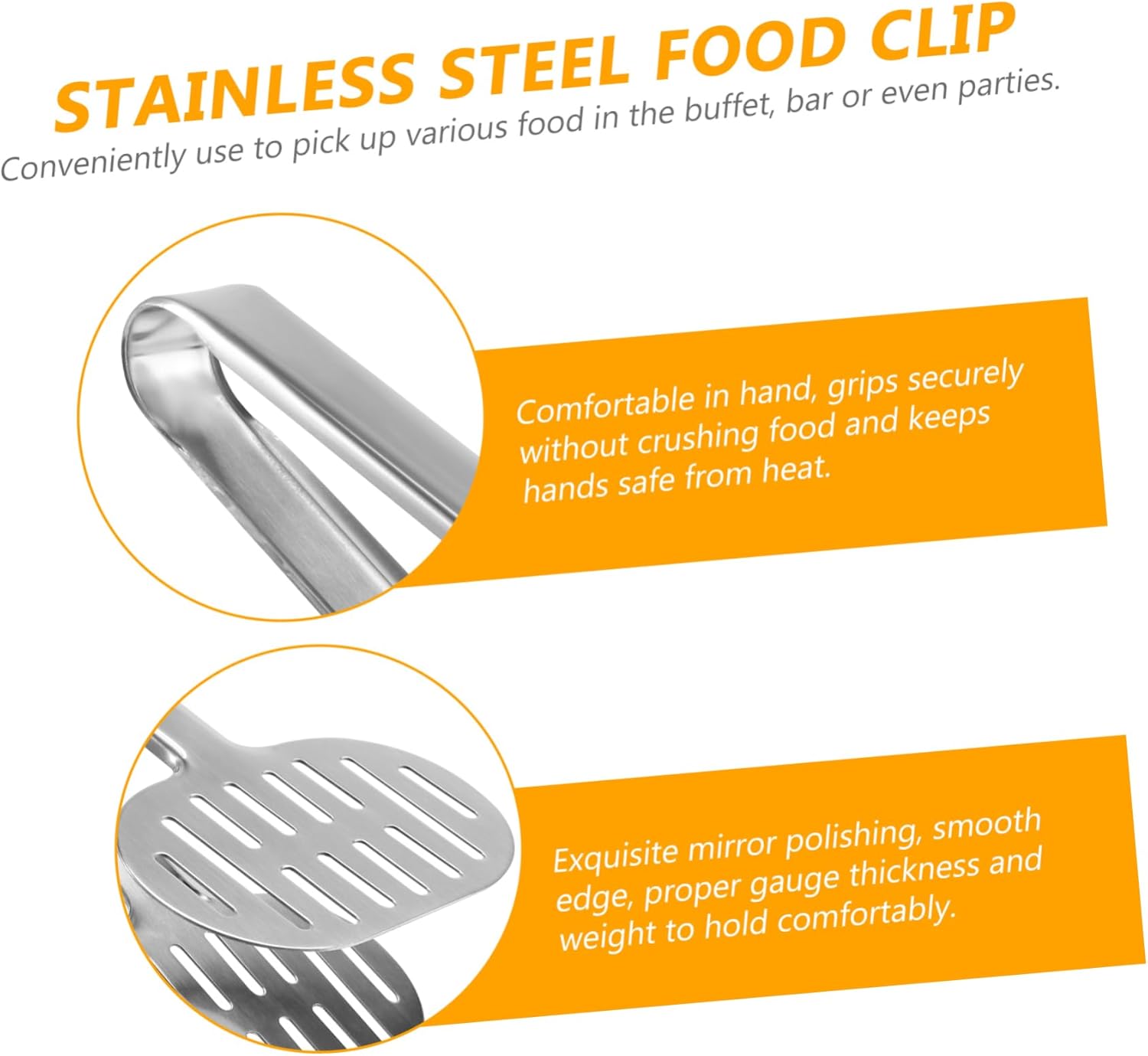 3pcs Multifunctional Food Tongs Stainless Steel Steak Clip Tongs for Serving Food