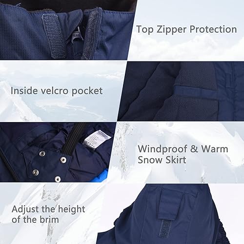 Miniatura 5 de Chaqueta de esquí impermeable para niños, chaqueta de snowboard para exteriores, resistente al viento, con forro polar, abrigo de nieve cálido de