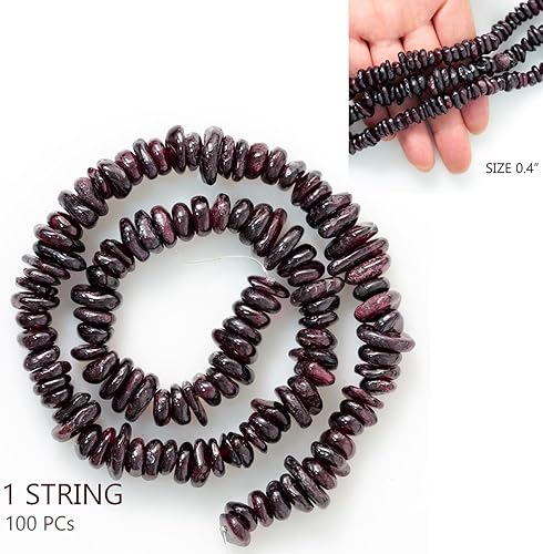Miniatura 6 de Cuentas de piedra natural para hacer joyas, 0.5 pulgadas, redondas irregulares, 100 unidades, cuentas sueltas perforadas de cristal (granate)