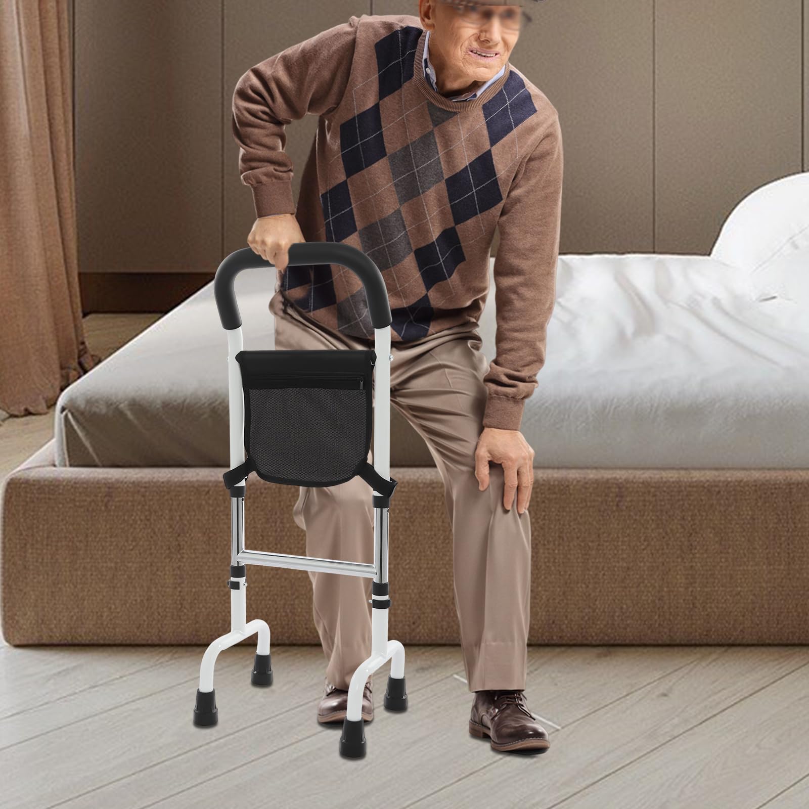 Supporto per alzarsi in piedi, stabile, supporto per il letto, regolabile in altezza, sicuro, per anziani disabili