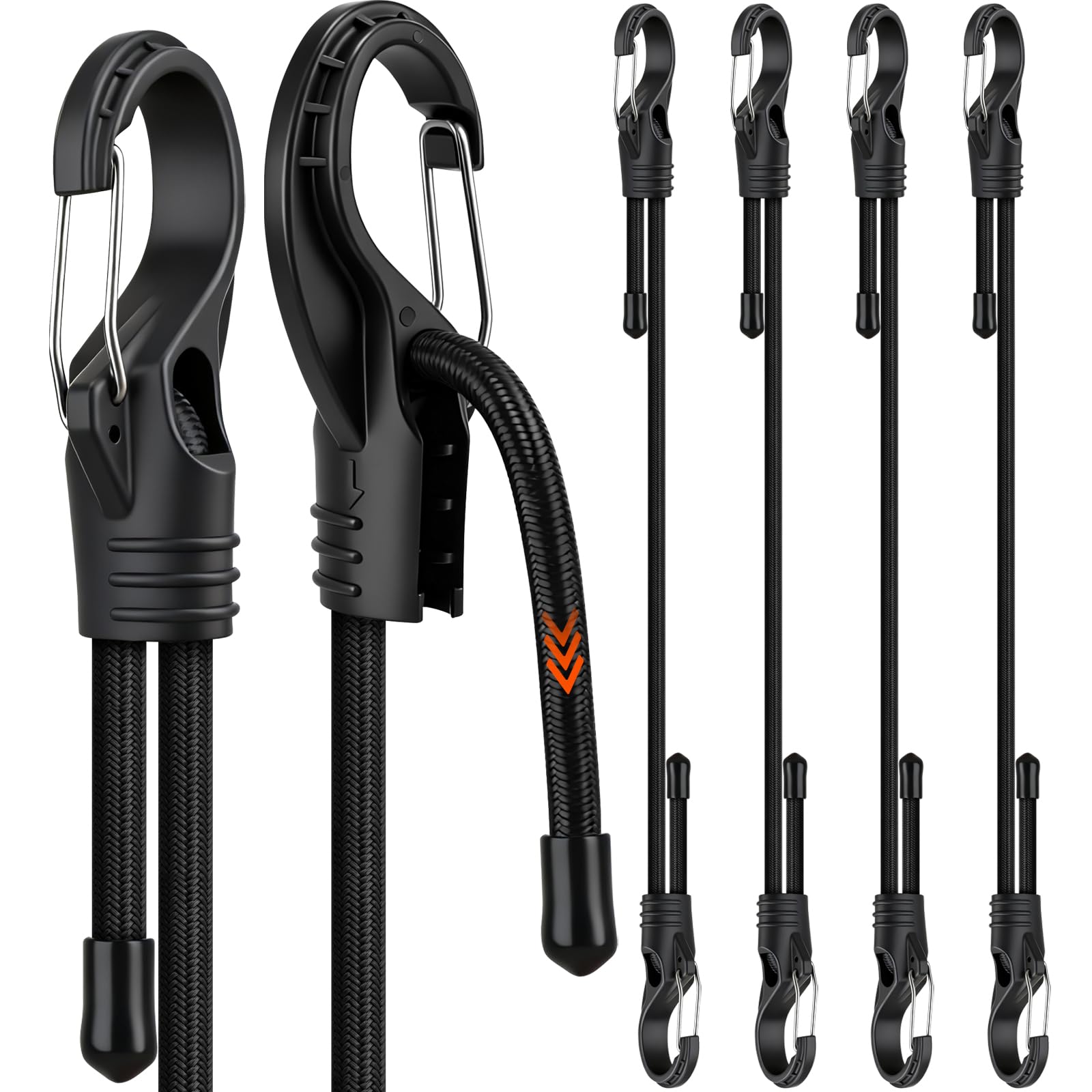 HORUSDY 31-Piece Premium Bungee Cords Assortment Jar, Includes 10”,18”,24”,32”,40” Bungee Cords, 6“ Zip Ties, 8”Canopy/Tarp Ball Ties and Crocodile Mouth Tarp Clips — Amazon image 15