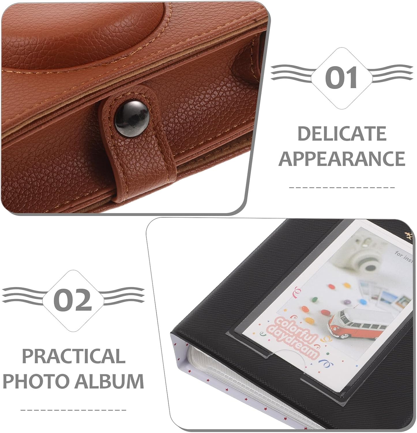 Kichvoe Camera Case Set with Pu Shoulder Bag Glass Screen Protector Photo Album and Frame Travel Camera Accessory Bundle in Brown