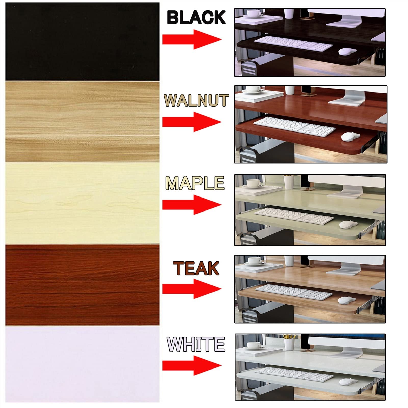 Cassetto scorrevole in legno sotto la scrivania, organizer salvaspazio per forniture per ufficio e tappetini per mouse, pratica soluzione per riporre oggetti da scrivania, 54/60/70 x 27 cm, ideale per