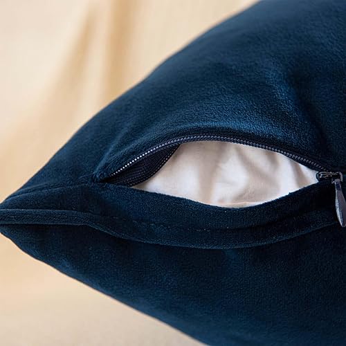 Miniatura 5 de JUSPURBET Juego de 2 fundas decorativas de terciopelo lumbar azul marino de 12 x 20 pulgadas, funda de cojín suave con cremallera invisible para