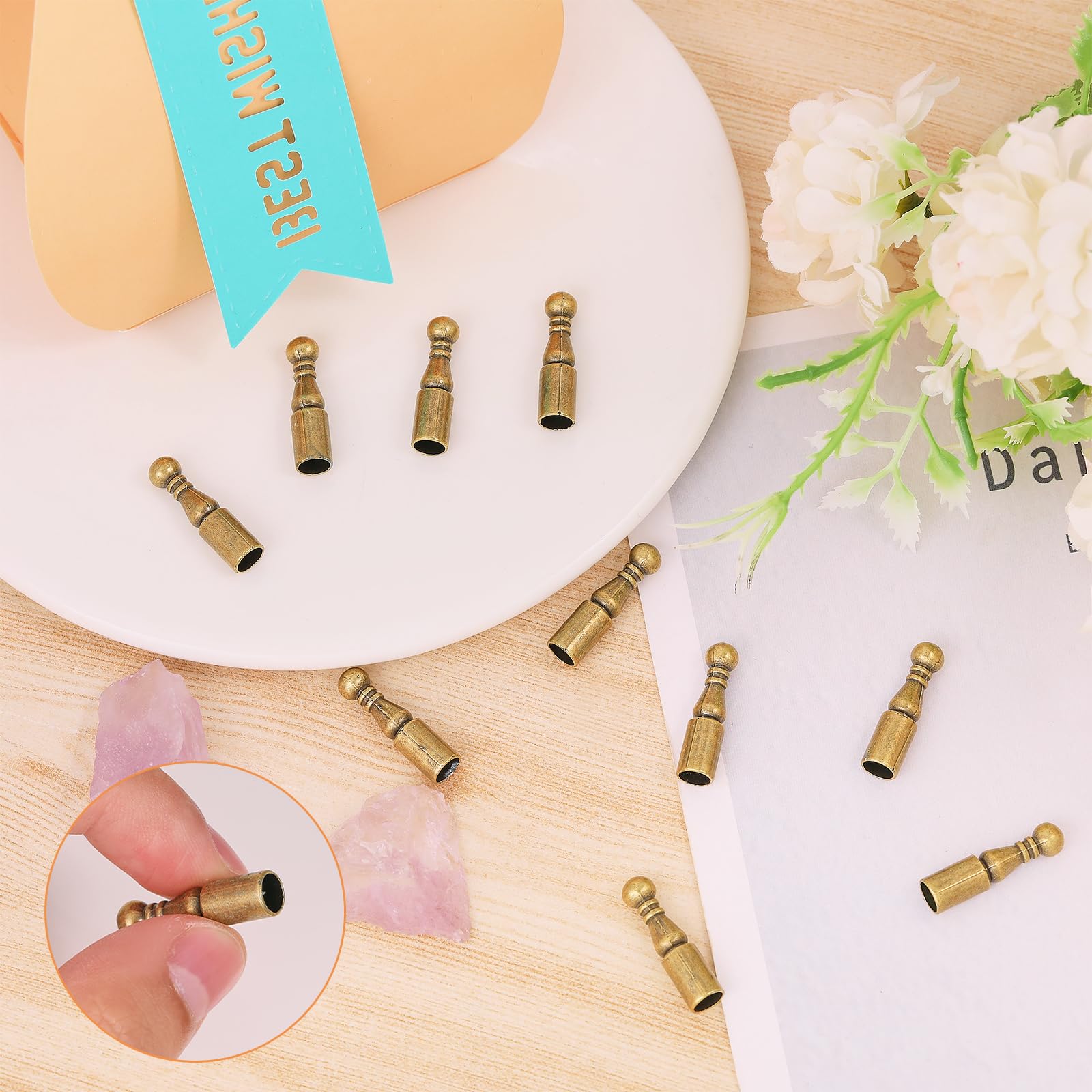 CHGCRAFT 12Pcs Bolo Tie Tips Replacement End Caps Long Alloy Cord Ends Smooth Metal Antique Bronze Accessories Retro Bolo Tie Tips for Clothes Decoring Chain Bracelet DIY Crafts Making Findings - Image 4