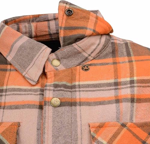 Vista 39 de Milwaukee Leather Camisa de franela a cuadros para hombre con armadura CE, reforzada con fibras de aramida, talla M MPM1654