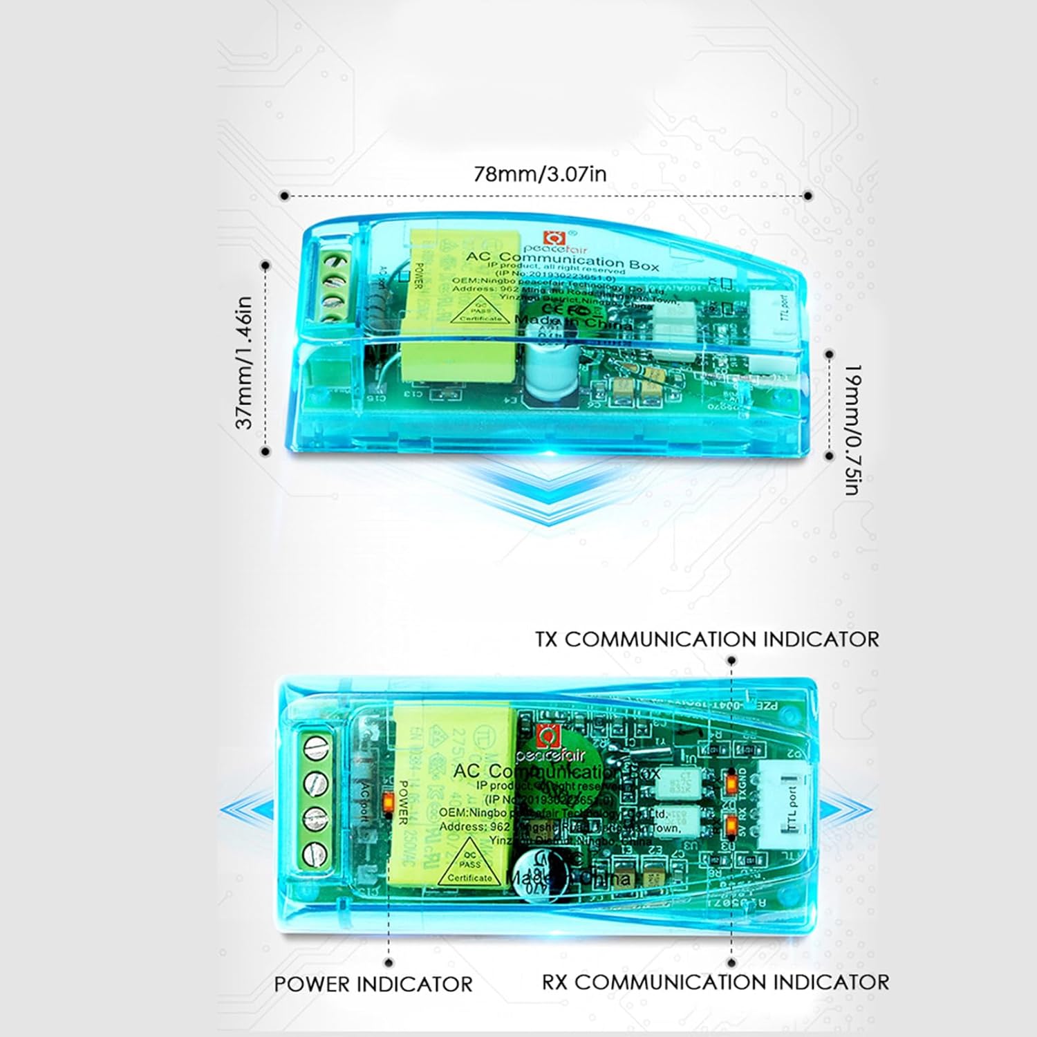 PZEM-004T AC Power Meter Module with Communication, Voltage Current Monitor, PC Software, Inductor for Measuring AC Voltage, Current, Active Power (100A +CT)