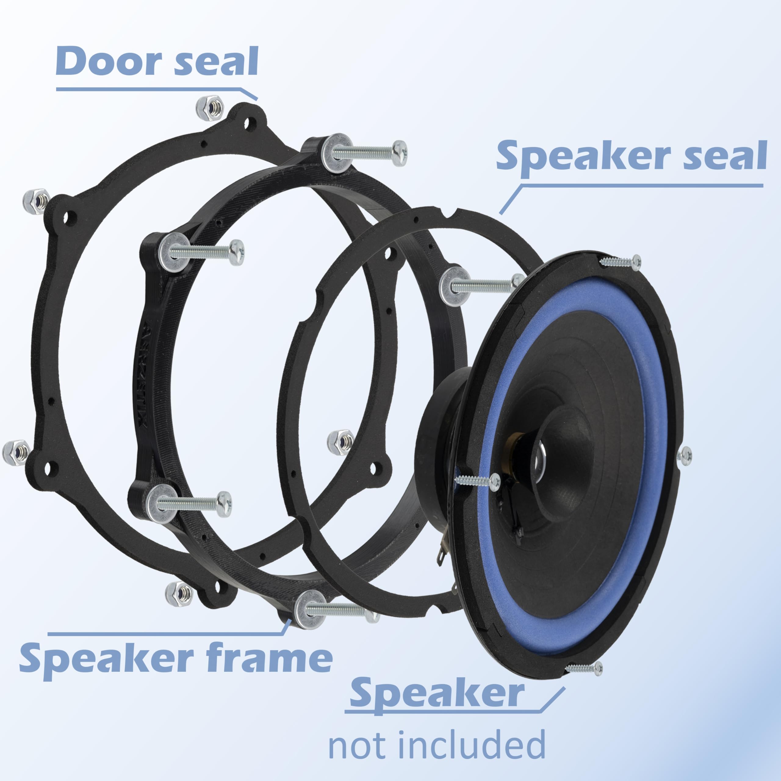 Aerzetix Kit 2 Adattatori Altoparlanti 165 Mm Per Seat Ibiza 6J/6P – Montaggio Portiere Anteriori E Posteriori, Con Guarnizioni E Viti