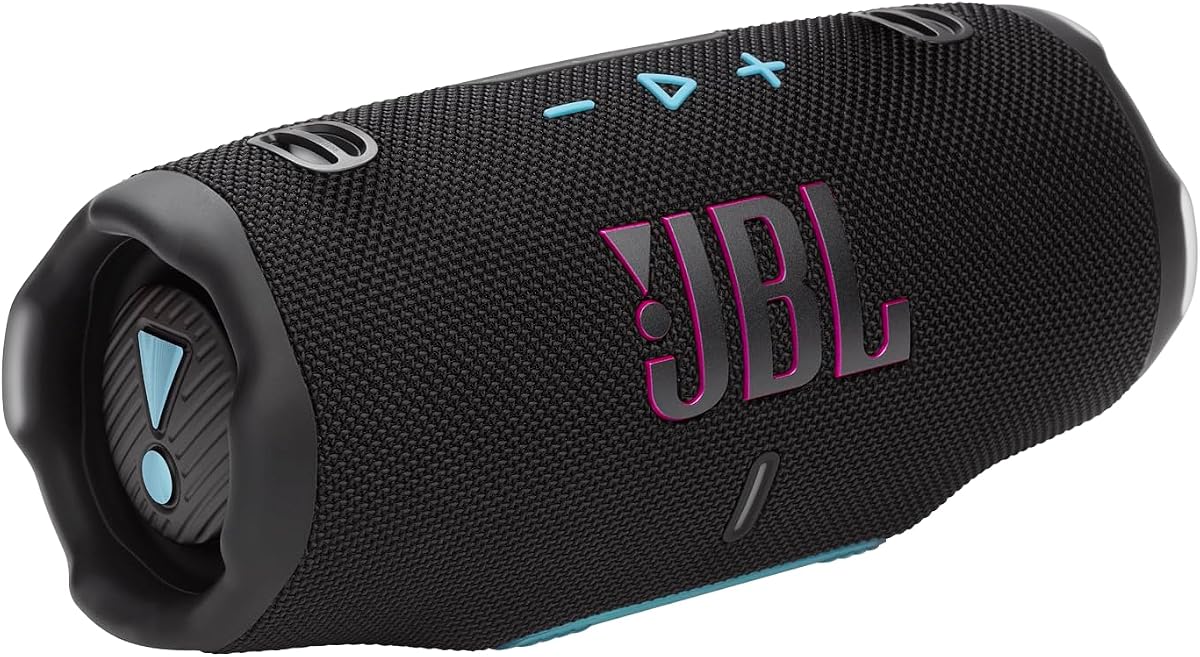 JBL Charge 6 - Portable Waterproof & Drop-Proof Bluetooth Speaker, Bold JBL Pro Sound & AI Sound Boost, 28Hrs Playtime, Built-in powerbank & Comes with a Sturdy/Removable Carrying Strap (Black/Teal)