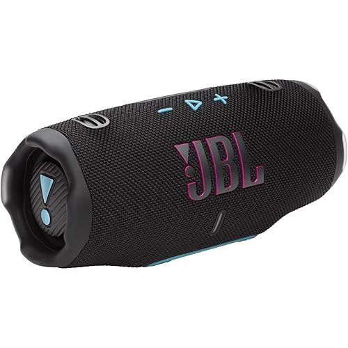 JBL Charge 6 - Portable Waterproof & Drop-Proof Bluetooth Speaker, Bold JBL Pro Sound & AI Sound Boost, 28Hrs Playtime, Built-in powerbank & Comes with a Sturdy/Removable Carrying Strap (Black/Teal)
