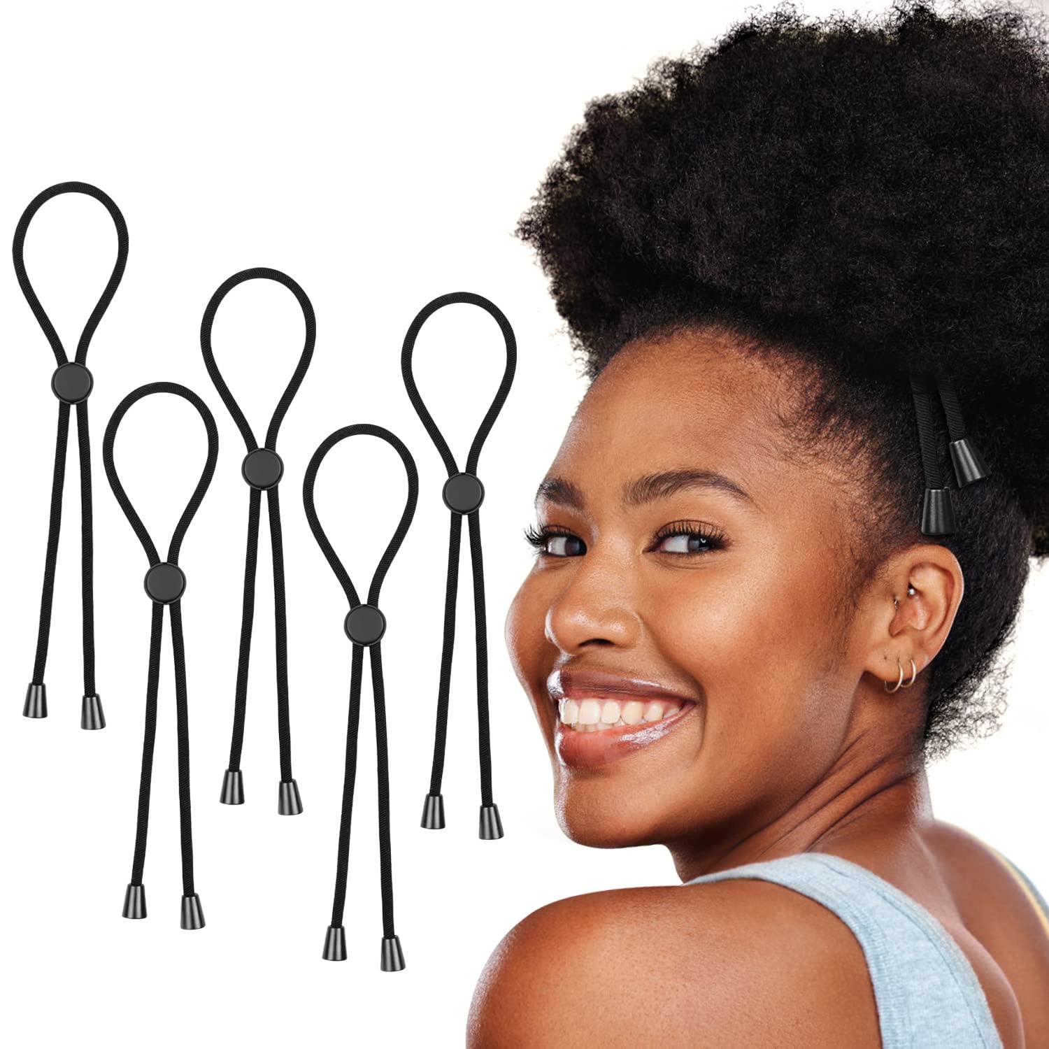 5Pcs Adjustable Hair Tie Puff Cuff Curly Hair Accessories