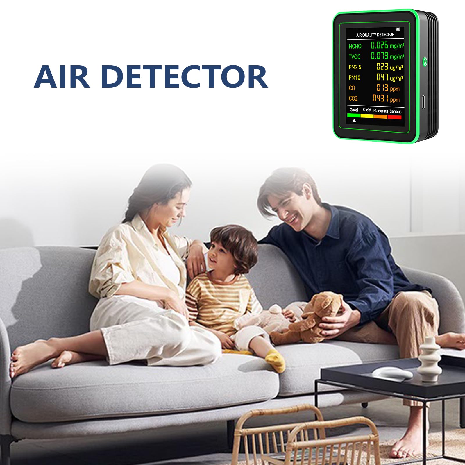 Intelligent Indoor Home Air Pollution Detectors Inspector With CO2 Temperature Humidity Formaldehyde TVOC