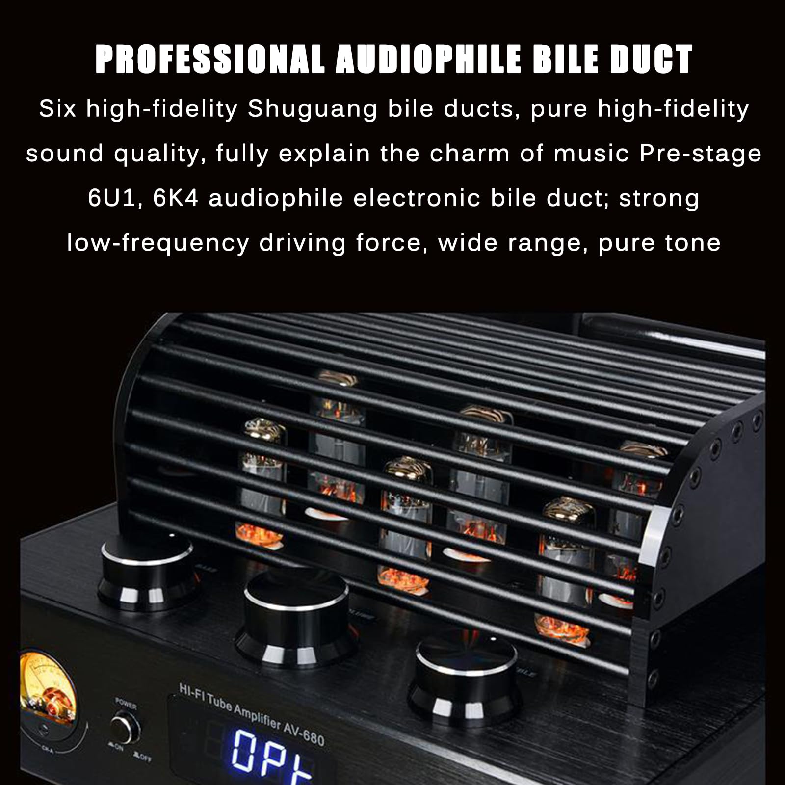 Amplificateur à Tube Hybride stéréo, récepteur stéréo pour cinéma Maison, entrée Source Audio Fibre Optique/coaxiale, Lecture USB sans Perte, pour Musique Audiophile, cinéma Maison et Jeux