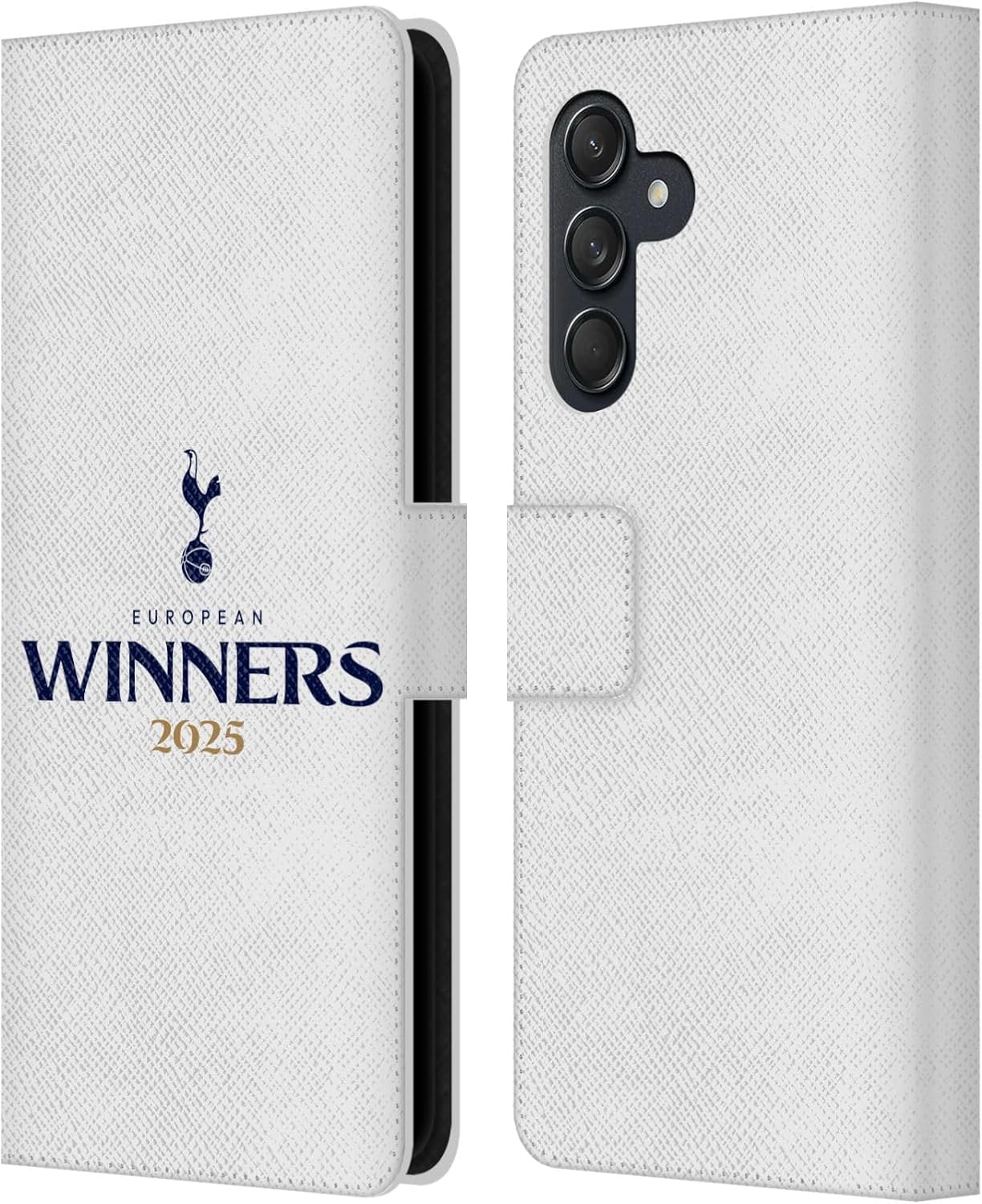Head Case Designs Officially Licensed Tottenham Hotspur F.C. White 2025 European Winners Leather Wallet Case Compatible with Samsung Galaxy M55 5G