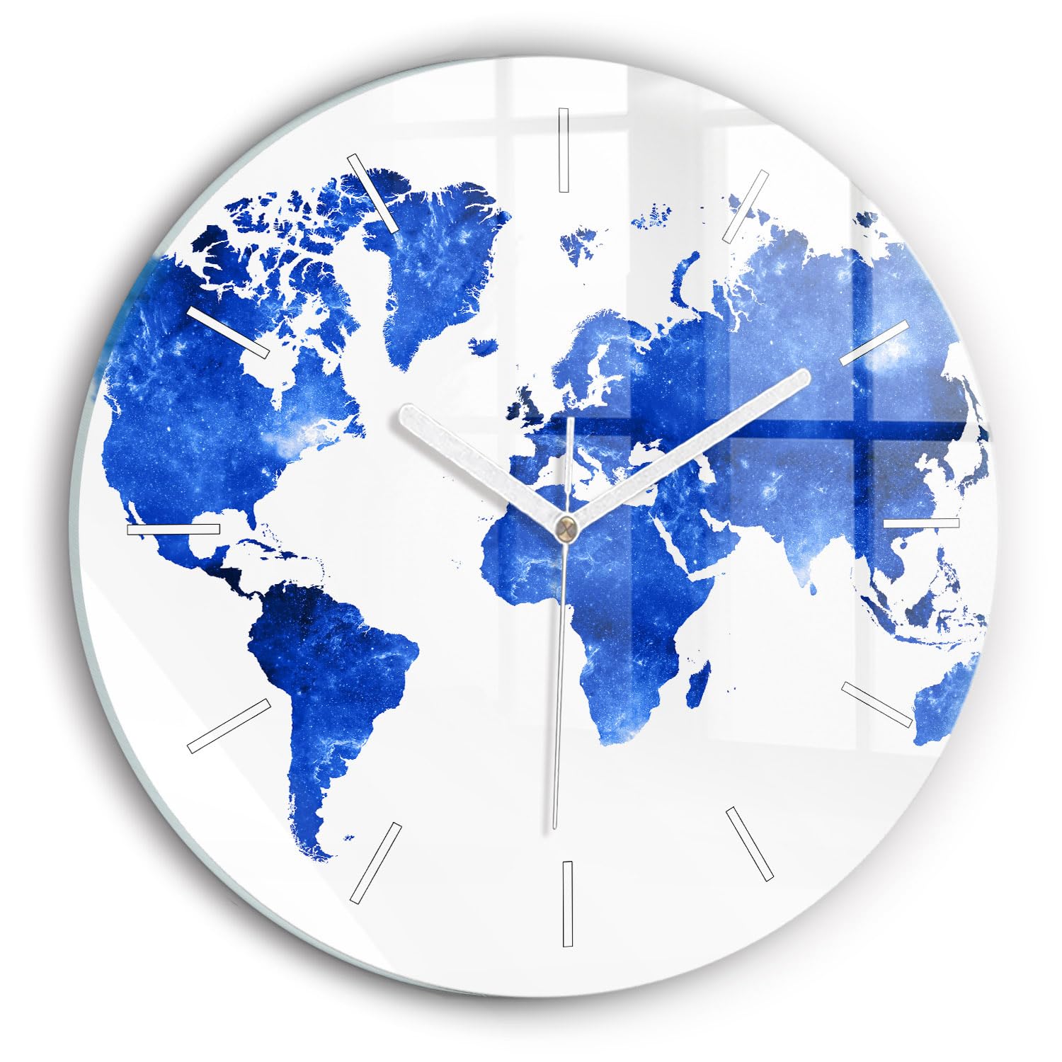 Horloge en verre 30 cm Wallfluent carte du monde pour salon