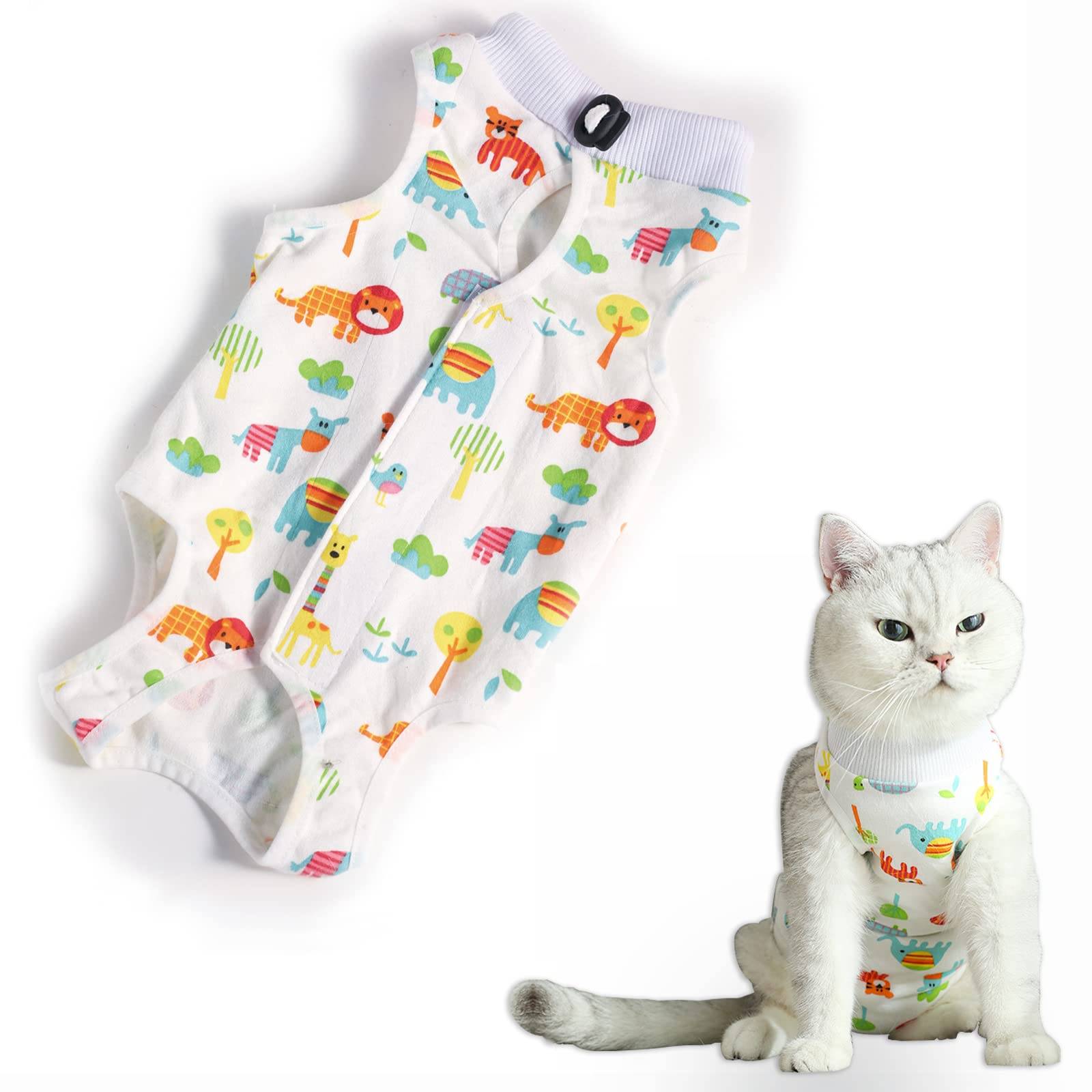 Cat Professional Recovery SuitοΌBody Suits for Abdominal Wounds or Skin DiseasesοΌE-Collar Alternative for Cats, Onesie Cat Clothes After Surgery Collar & Cone Alternative