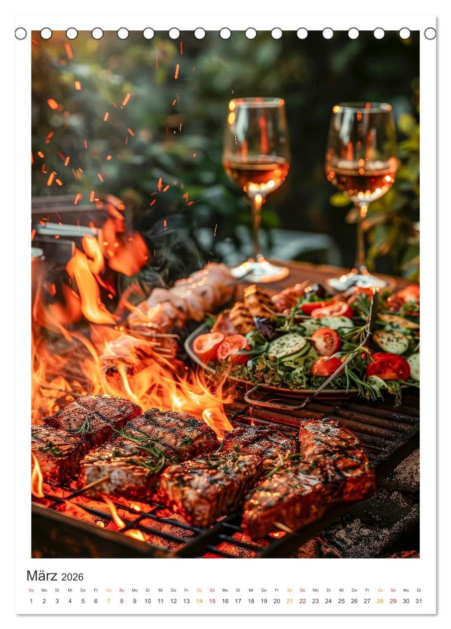 Food BBQ - Deftiges aus der Gourmet-Küche (Tischkalender 2026 DIN A5 hoch), CALVENDO Monatskalender: Grillen - ein Hochgenuss für alle Feinschmecker.