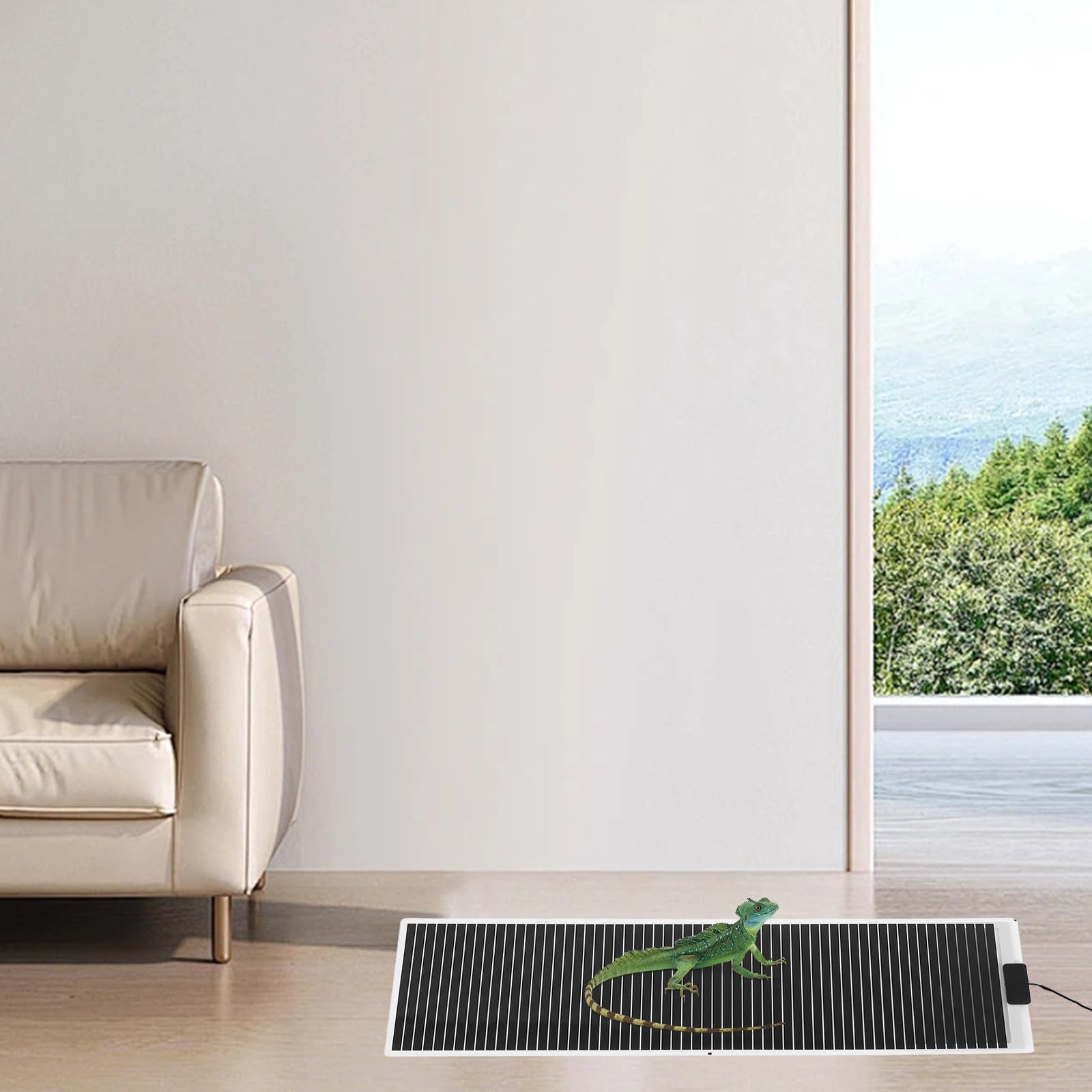 WOONEKY Almohadilla Calefactora para Terrarios de Reptiles Manta Térmica de Tortuga Ajustable 45W 28X80 CM Compatible con Envases de Vidrio con Control de Temperatura y Enchufe