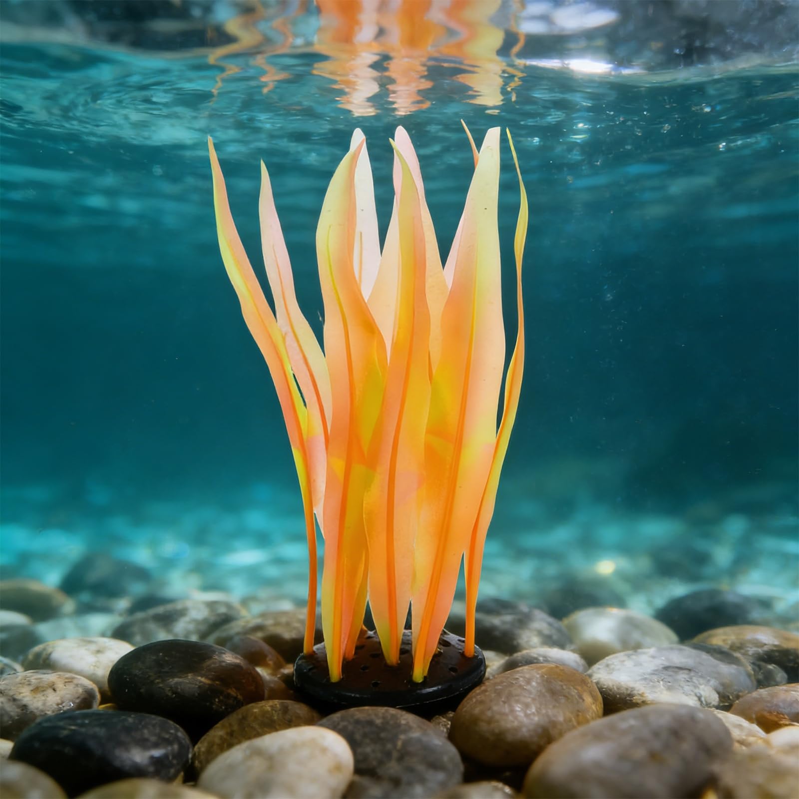 Muiltvoe Aquarium Decoration, 10" Plastic Fish Tank Plants Artificial Silicone Glowing Kelp Aquarium Plants Ornament, (Pink, 1 Pcs), Intended for Tall Fish Tank Decor/Landscaping