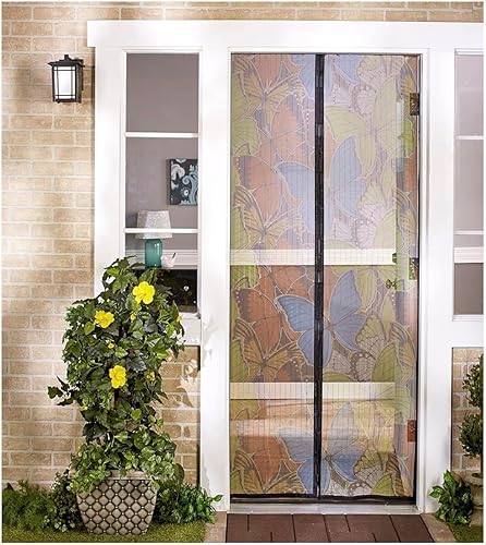 Total Vision Patrón de mariposa – Pantalla magnética de malla de instalación rápida de 40 x 85.5 pulgadas – Ayuda a mantener alejados insectos e