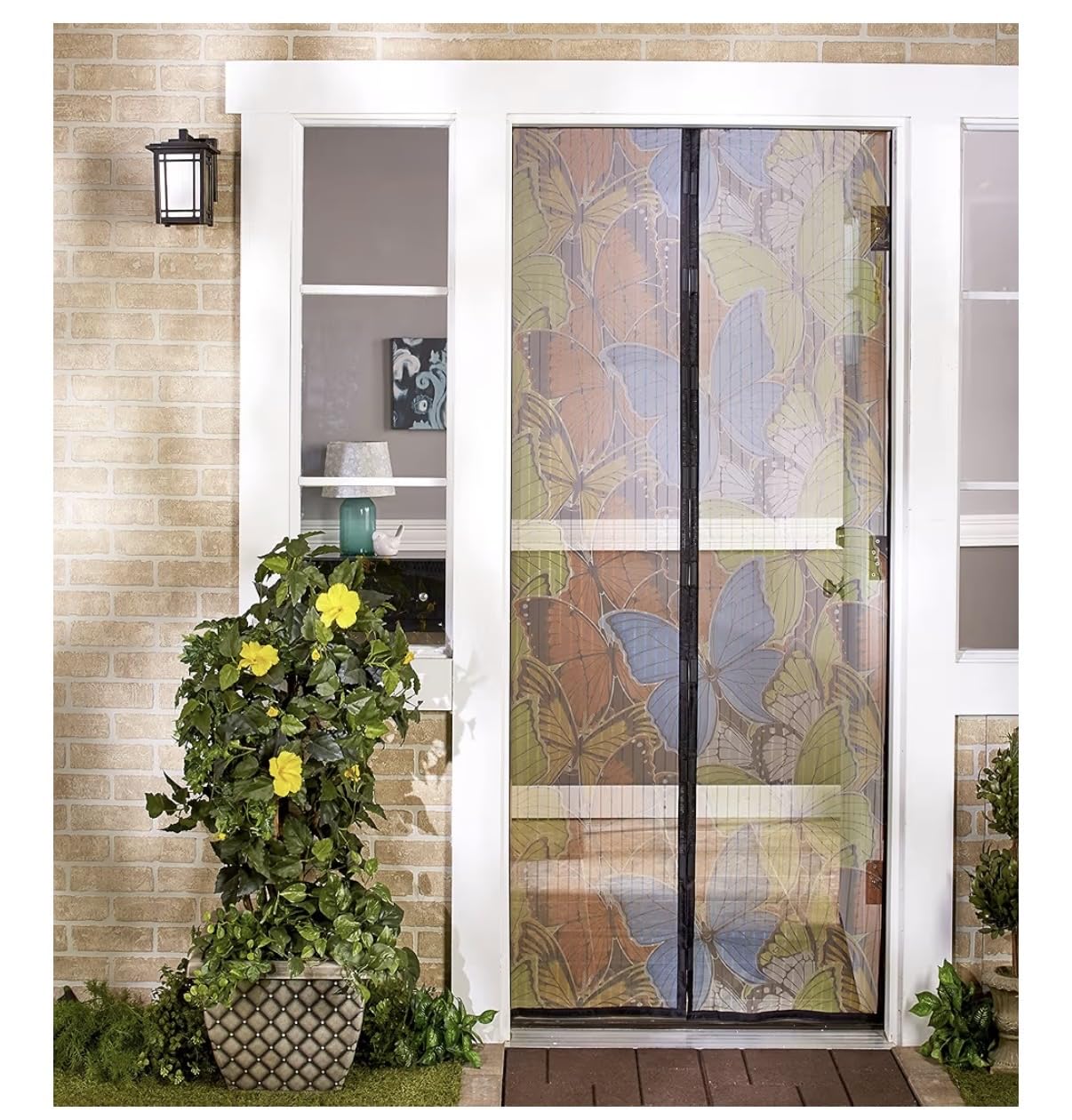 Total Vision Butterfly Pattern - Quick Install Mesh Magnetic Screen 40” x 85.5” - Helps Keep Bugs & Insects Out - Perfect for Single Doors Leading to your Porch or Patio - Folds for Easy Storage