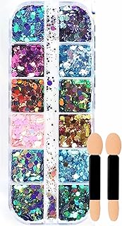12 COLOUR N-28 Glitter Nail Art Set – 3D Holographic Mermaid Chrome Powder for DIY Manicure, Shiny Hexagon Nail Sequins for Women & Girls-picture-12