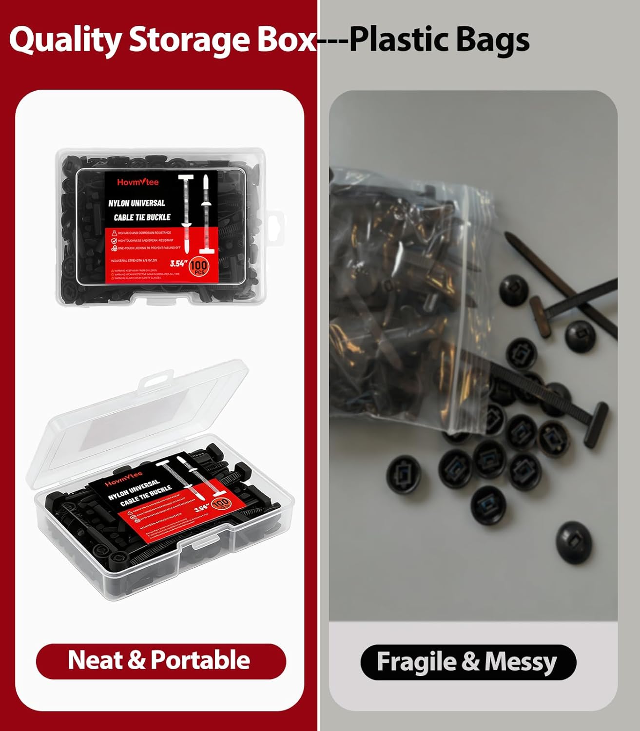 Upgrade Nylon Universal Cable Tie Bule with Stora Box, Cable Tie