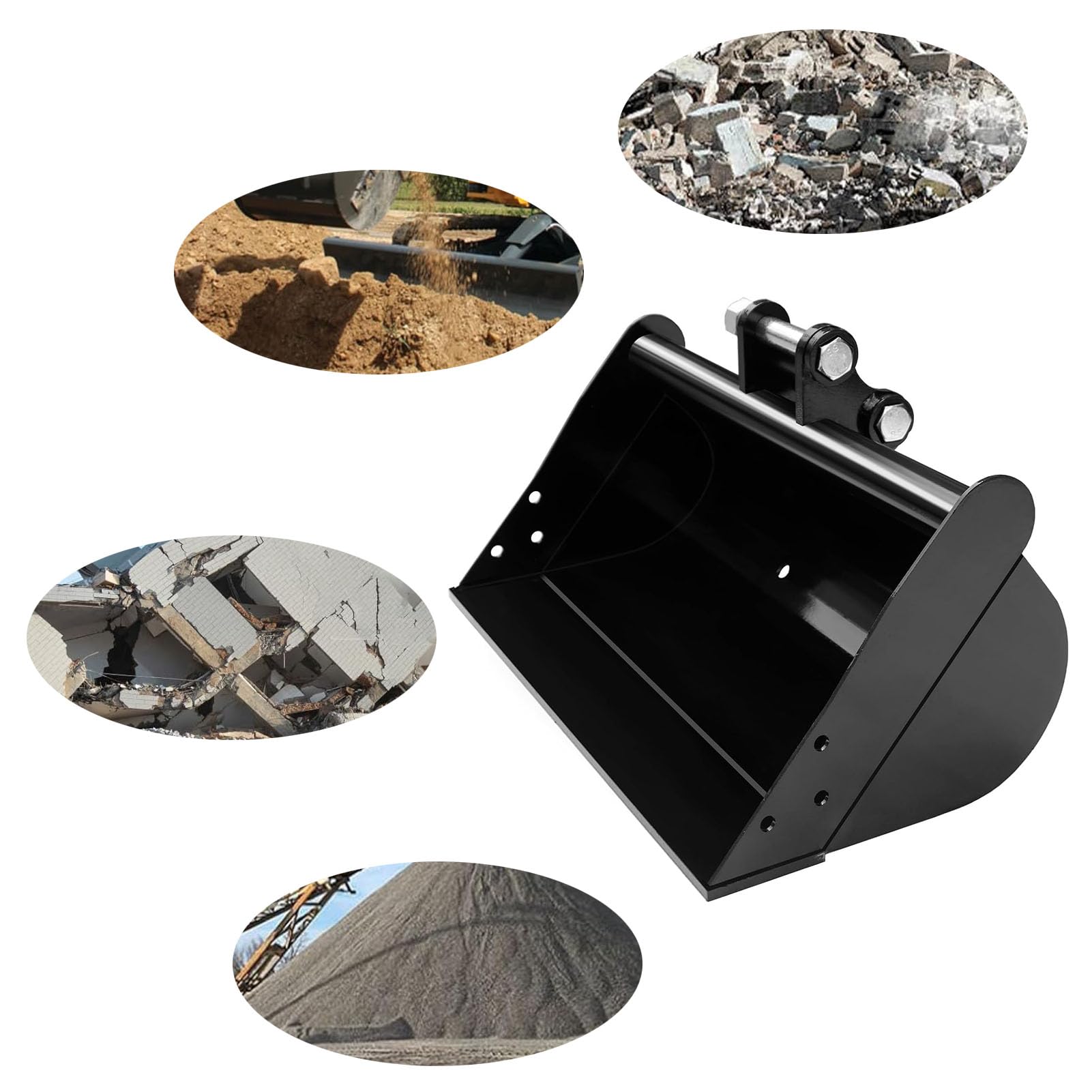 Breite Baggerlöffel, 20in Minibagger Eimer, Mangan Stahl Flachzahn Baggerlöffel, Bagger Anbau Ersatz, Loch Durchmesser: 25MM/0.98in