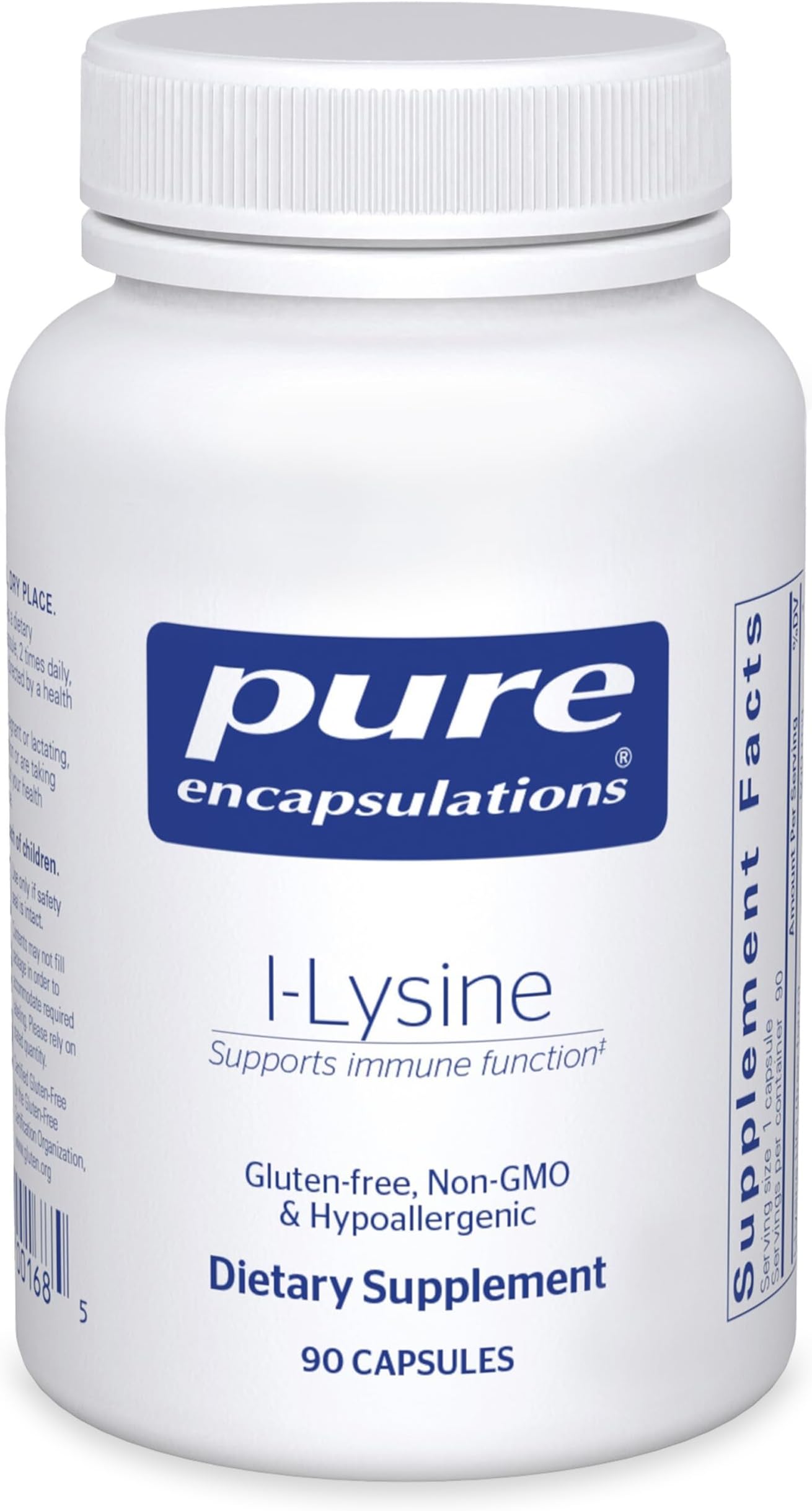 Pure Encapsulations L-Lysine - Essential Amino Acid Supplement for Immune Support & Gum, Lip Health* - with L-Lysine HCl - 90 Capsules