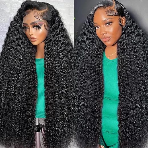250% Density 13x6 HD Transparent Curly Lace Front Wig Human Hair Pre Plucked Glueless Kinky Curly Lace Front Wig Human Hair Wigs with Baby Hair Bleached Knotsigs For black Women(13x6 Lace Front Wig 24 Inch)