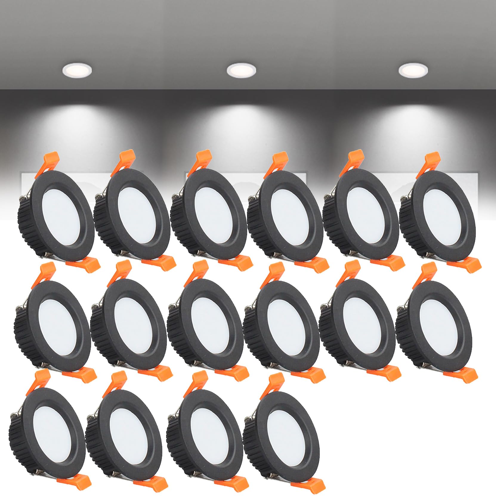 Syibelters 5W LED Recessed Ceiling Lights 100mm, Cold White 6000K 5W 240LM, Cut Φ70-75mm, AC110-240V Ultra Slim Downlights, LED Panel Light for Living Room Hallway, 16 Pack