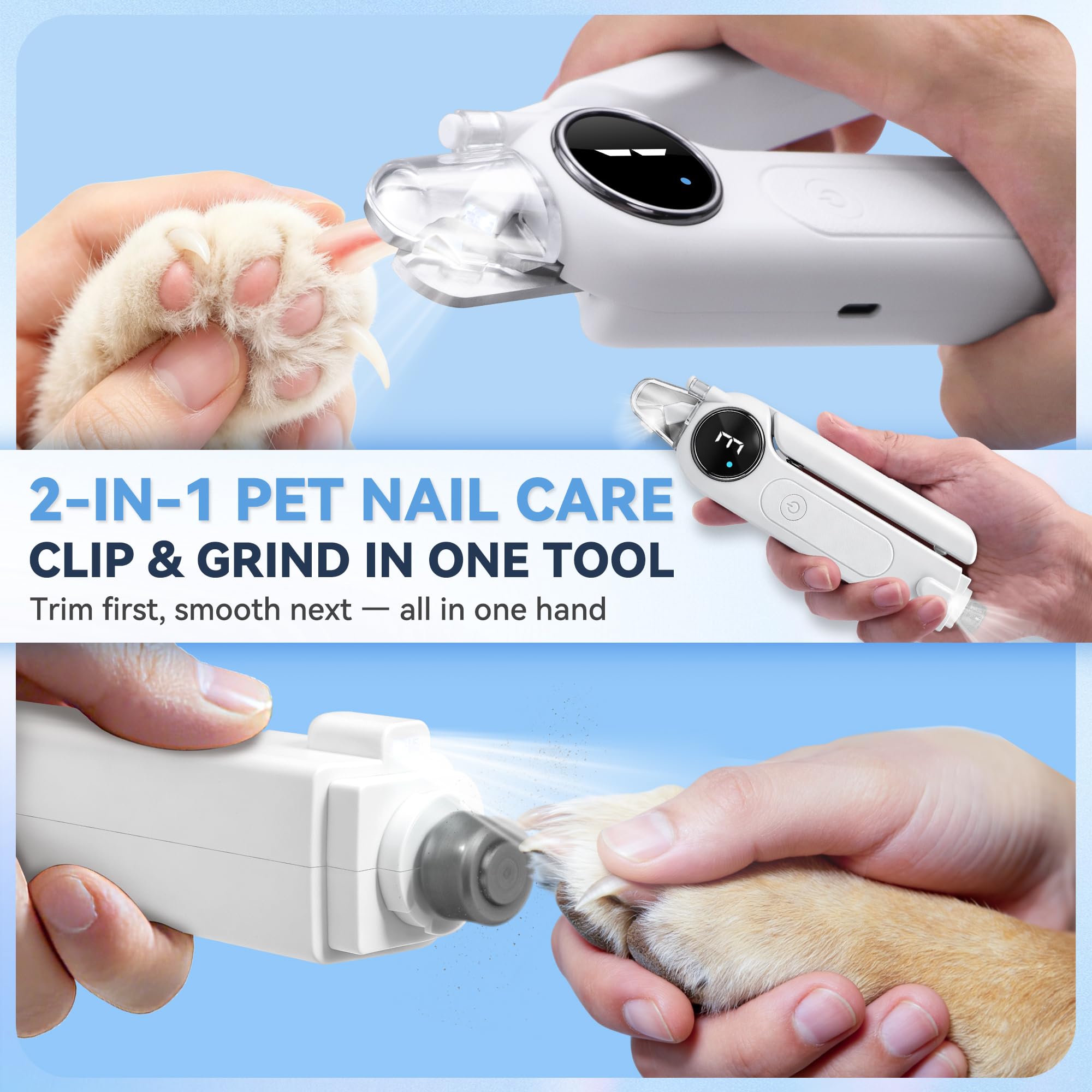 Quiet Pet Nail Clipper & Grinder - 2-in-1 -2 Quiet Pet Nail Clipper & Grinder - 2-in-1 -2