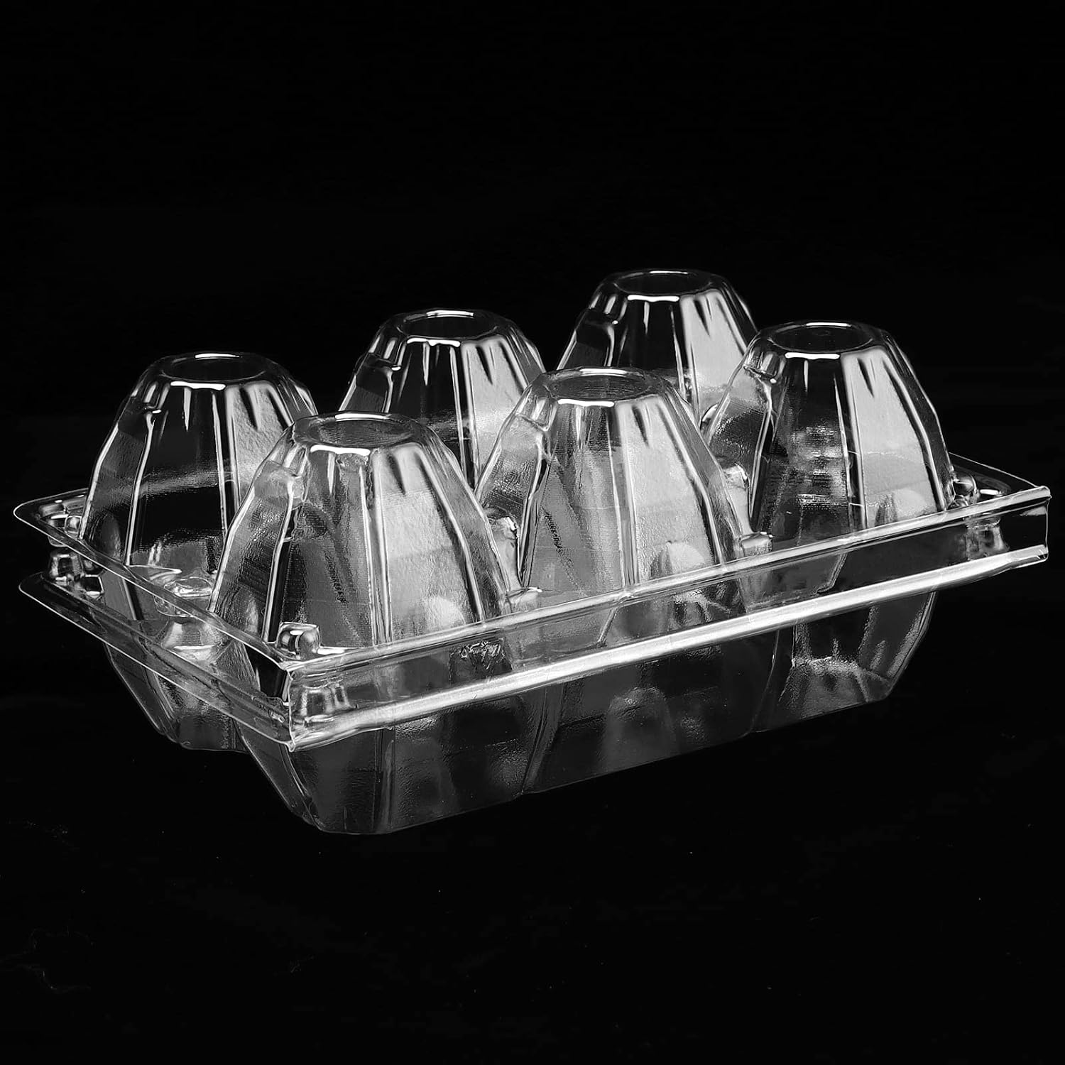 SOUJAP 100 Pack Clear Plastic Egg Cartons, 6 Cell Stackable Egg Storage Container with Lids, Egg Tray Holder Bulk for Family Pasture Farm Markets Display, Holds Up to 6 Eggs