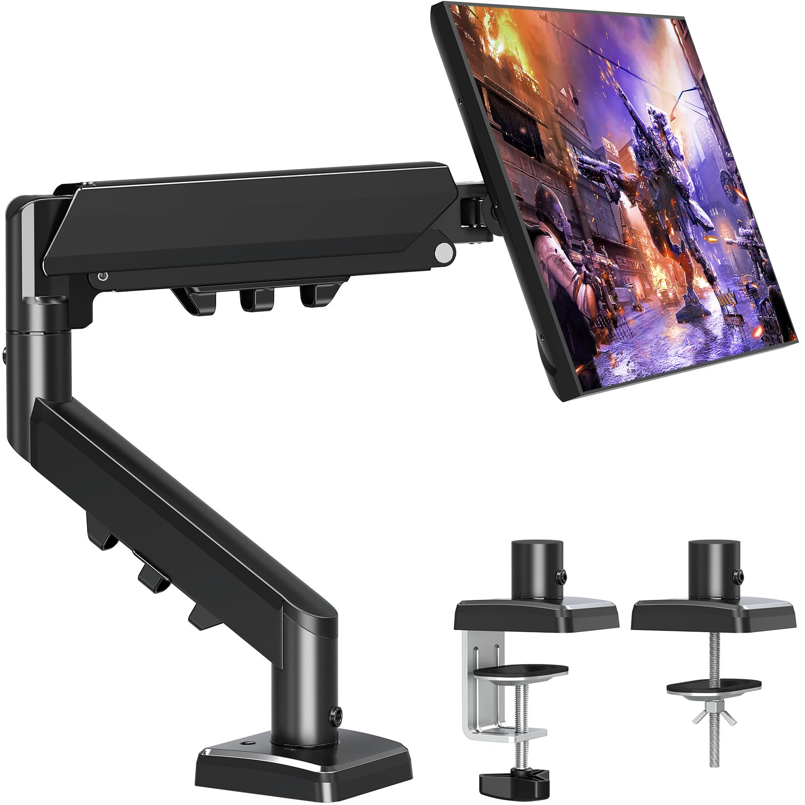 ELIVED Soporte de Monitor para Pantallas de 13-32 Pulgadas, Ideal para Pantallas de PC de Juegos de 2-9 kg con VESA 75/100 mm, Brazo de Monitor con Resorte de Gas, Negro EV6013B