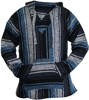 Mexican Baja Hoodie Hippie Surf Poncho Sweater Sweatshirt Pullover Jerga