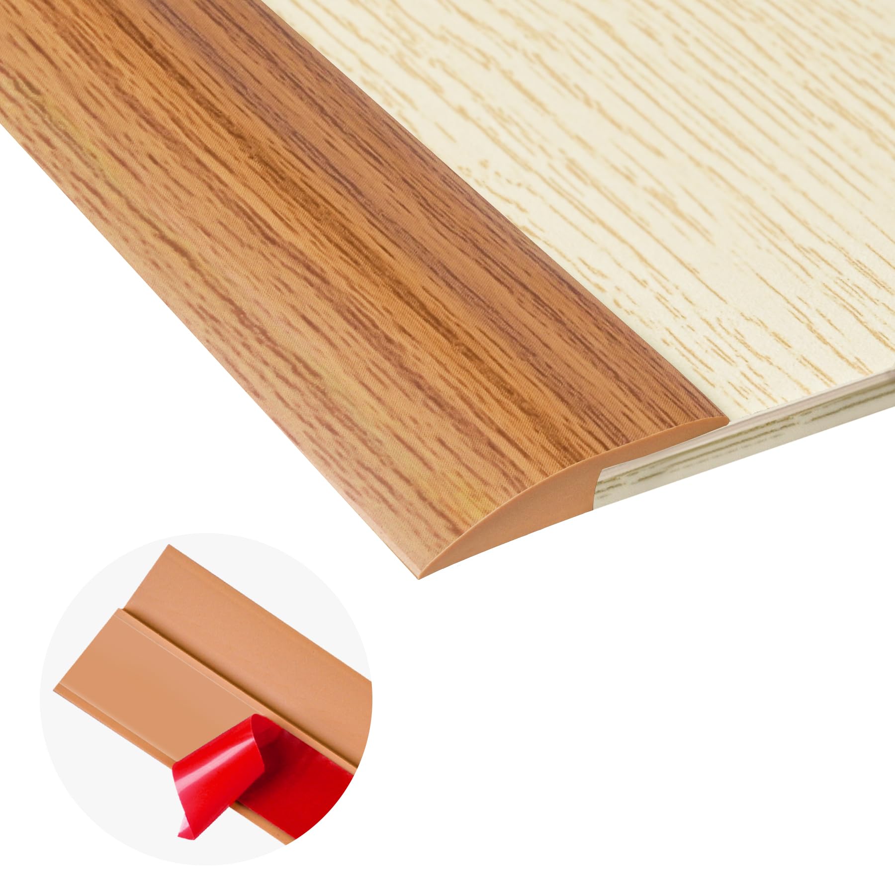 10Ft Carpet Floor Transition Strip, Self Adhesive Floor Edging Trim Strip, PVC Threshold Cover for Doorway, Floor Divider Strip Suitable for Threshold Height Less Than 5 mm - Light Brown Coffee