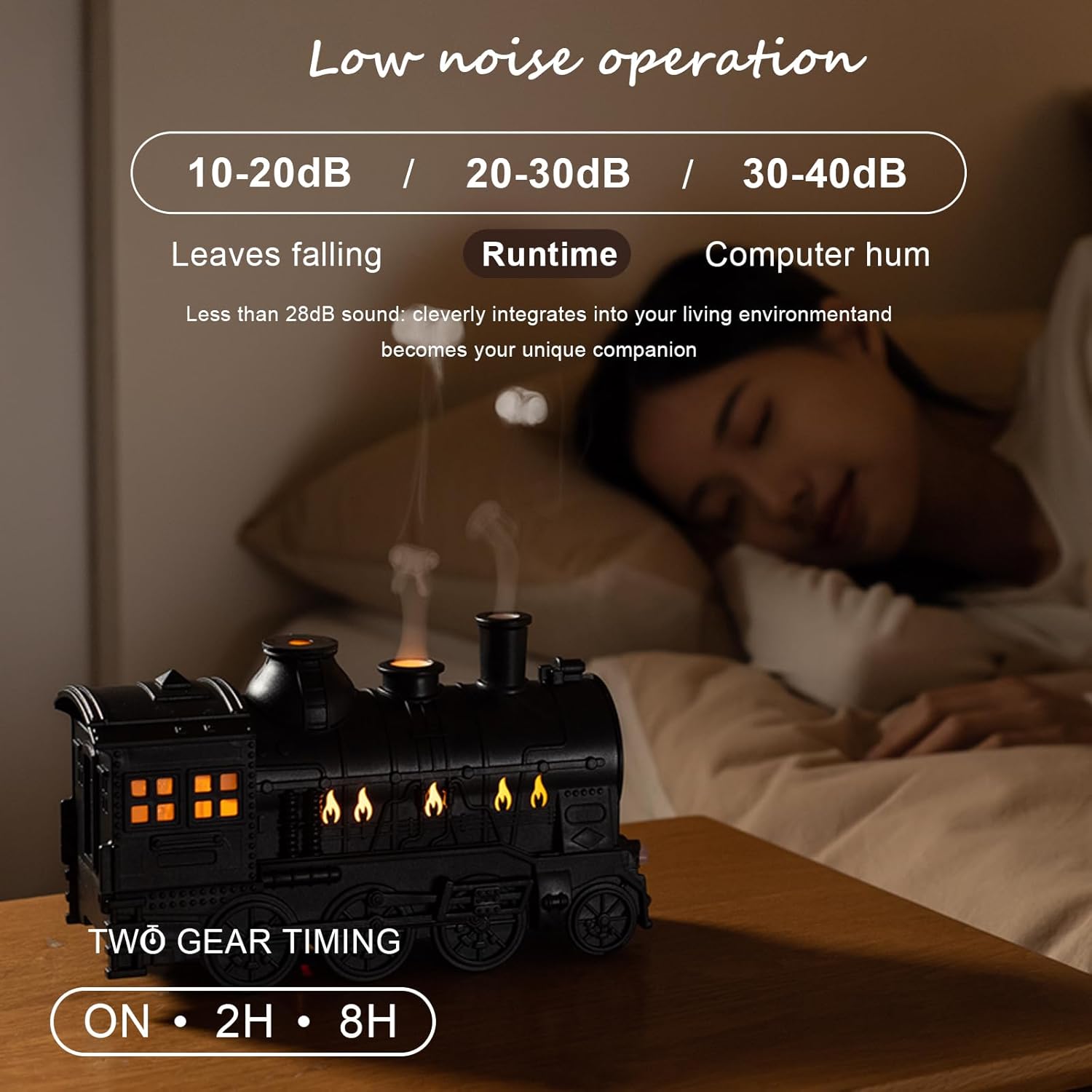 Retro Train Diffuser 300ml Essential Oil Diffuser - Cool Mist Humidifier with Night Light, Aromatherapy Diffuser for Home Bedroom Desk
