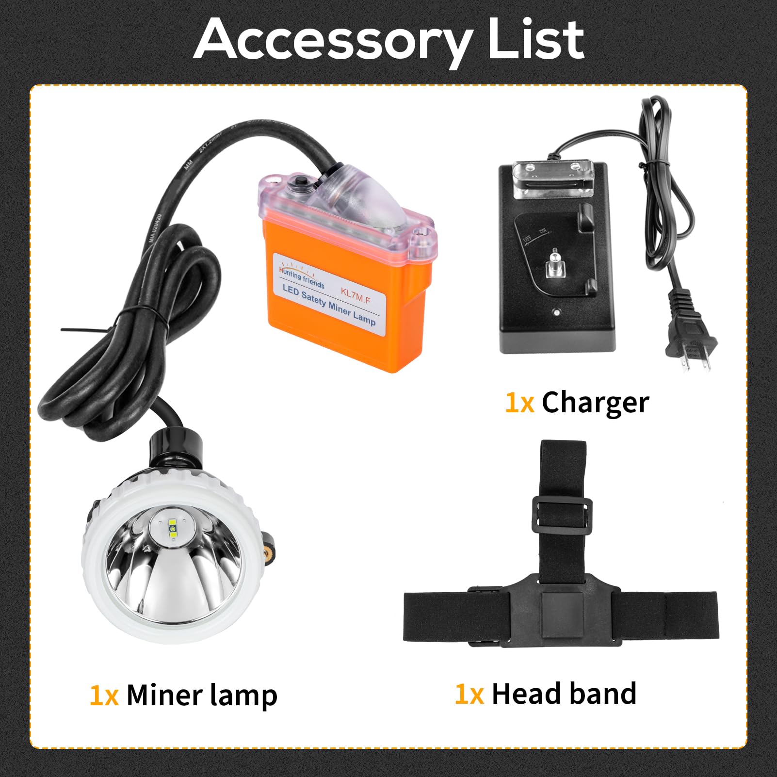 Faro de minería de seguridad 1+2 LED recargable para casco duro, paquete de batería 18650 con luces LED, lámpara de minería profesional impermeable, lámpara de minero a prueba de