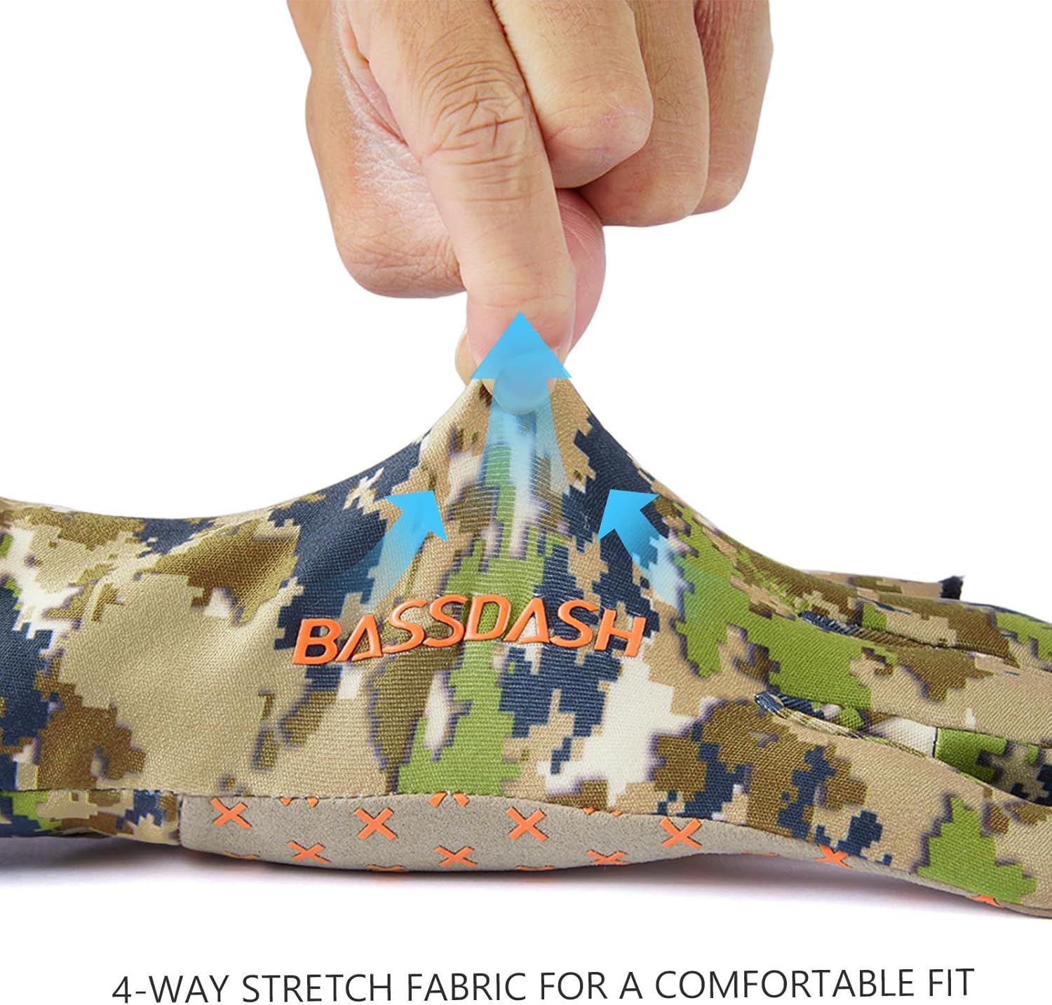 BASSDASH Unisex Fingerless Fleece Liner Camo Hunting Gloves for Cold Weather UPF 50+ Lightweight Fishing Photography HG06