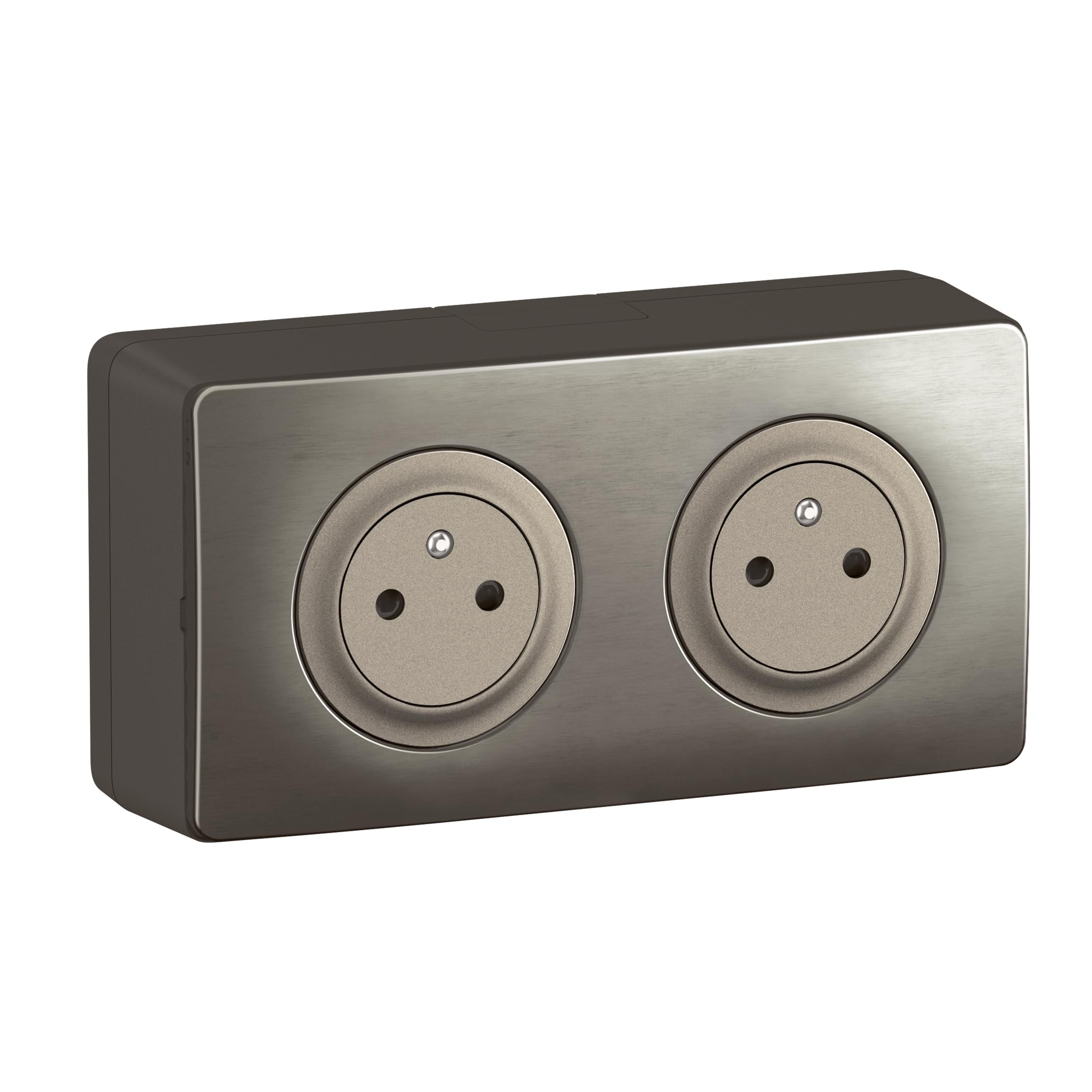 Legrand | Double prise 2P+T précâblée saillie titanium, protection enfant avec éclips, installation facile prête à poser
